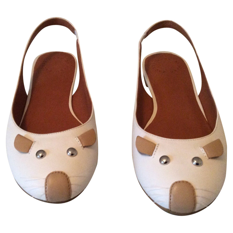 Marc Jacobs Slipper/Ballerinas aus Leder in Creme