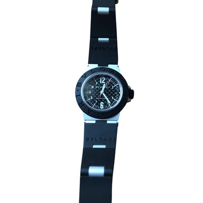 Bulgari Armbanduhr aus schwarzem Leder