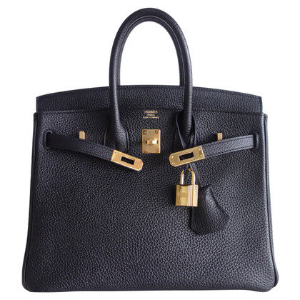 Hermès Birkin Bag 25 Leer in Zwart