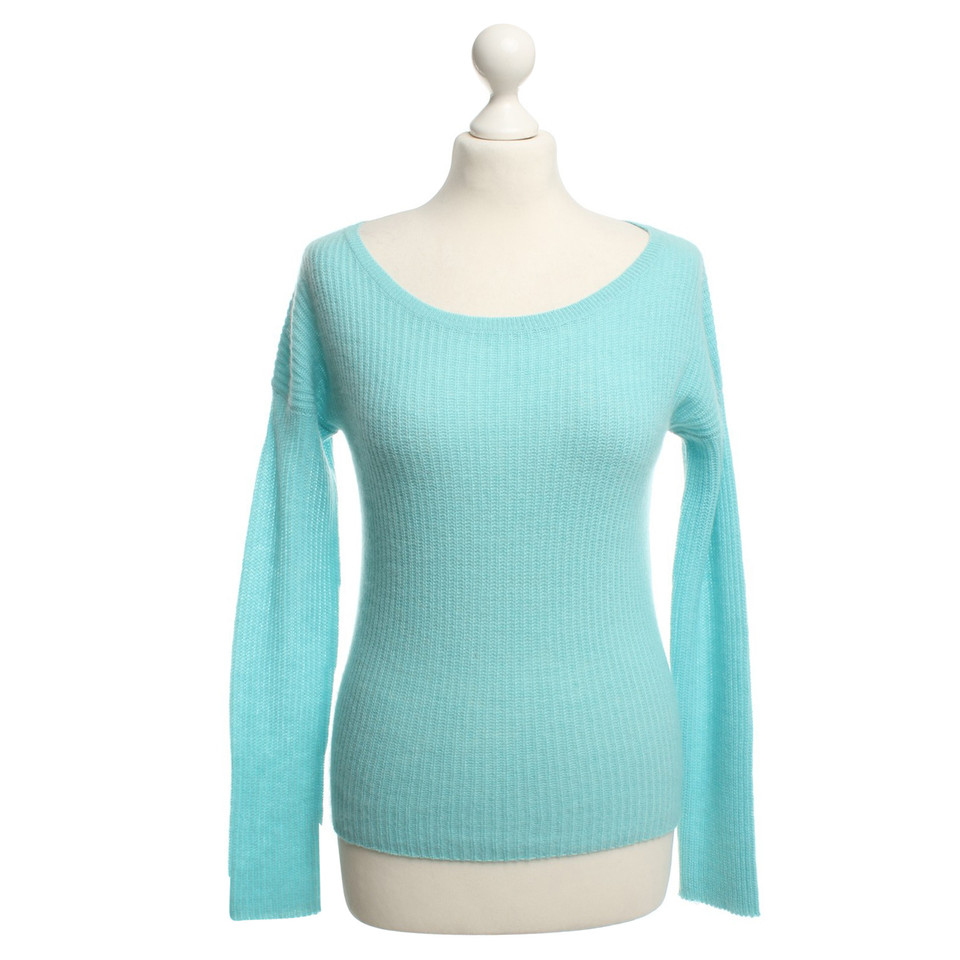 360 Sweater Kasjmier truien in turquoise