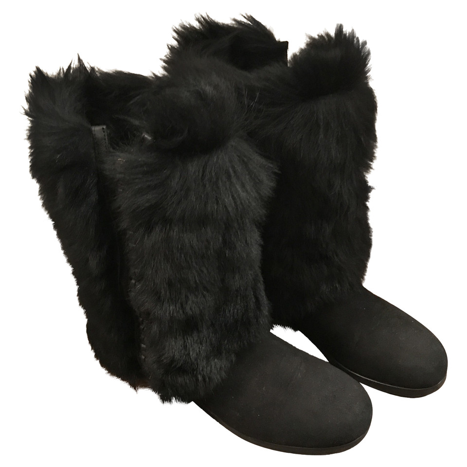 Jimmy Choo Fur Boots Black Lapin