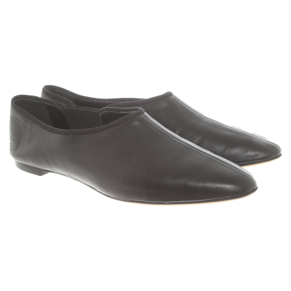 The Row Slipper/Ballerinas aus Leder in Schwarz