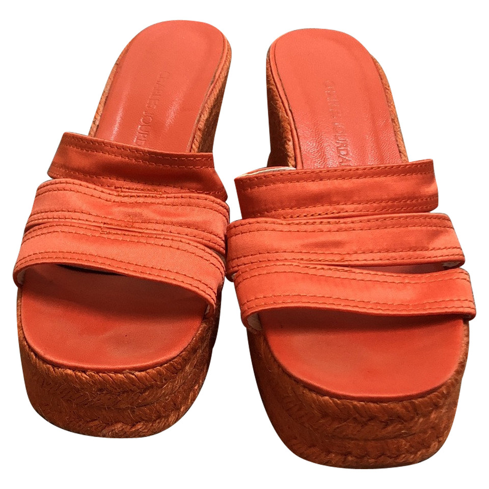 Charles Jourdan Slippers/Ballerinas Silk in Orange