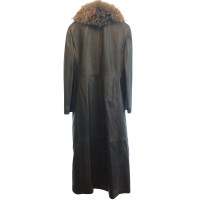 Alberta Ferretti Leather coat with fur collar