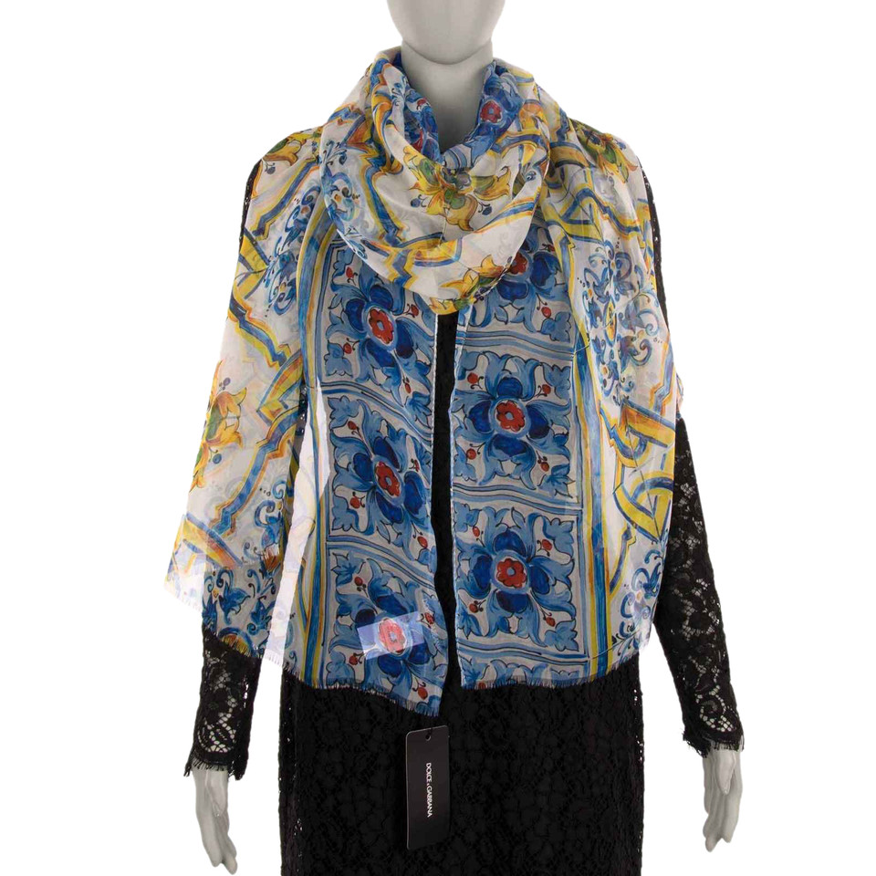 Dolce & Gabbana Sjaal Zijde in Blauw