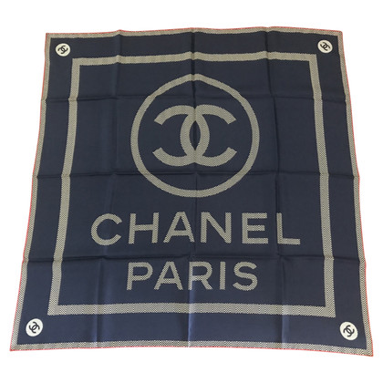 Chanel Carré Silk 90x90 aus Seide in Blau