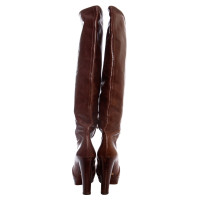 Prada  brown leather platform boots