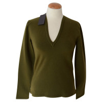 Prada Pull en col v vert olive