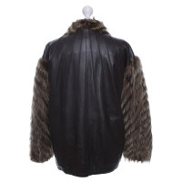 Yves Saint Laurent Leather jacket with fur trim