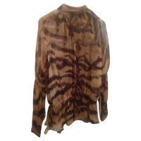 Roberto Cavalli Silk blouse with leopard print