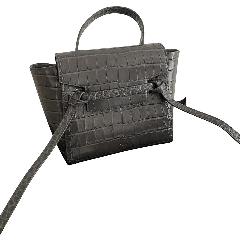 Céline Belt Bag Nano 20 cm in Pelle in Grigio