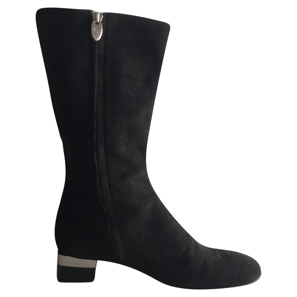 Chanel Bottes en Daim en Noir