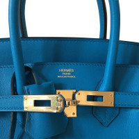 Hermès Birkin Bag 25 aus Leder in Blau