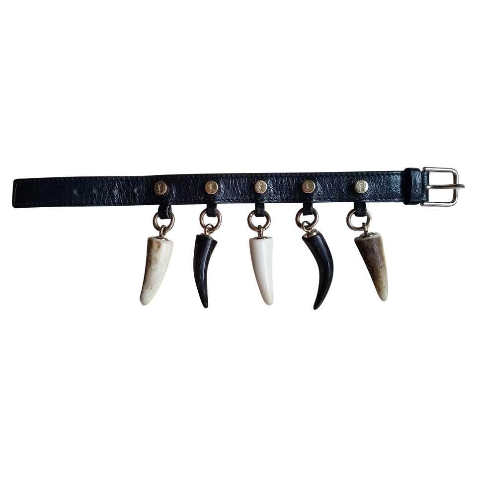 Yves Saint Laurent Armreif/Armband aus Leder in Schwarz