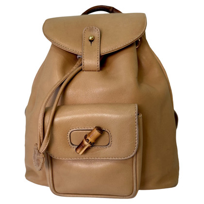 Gucci Bamboo Backpack in Pelle in Ocra