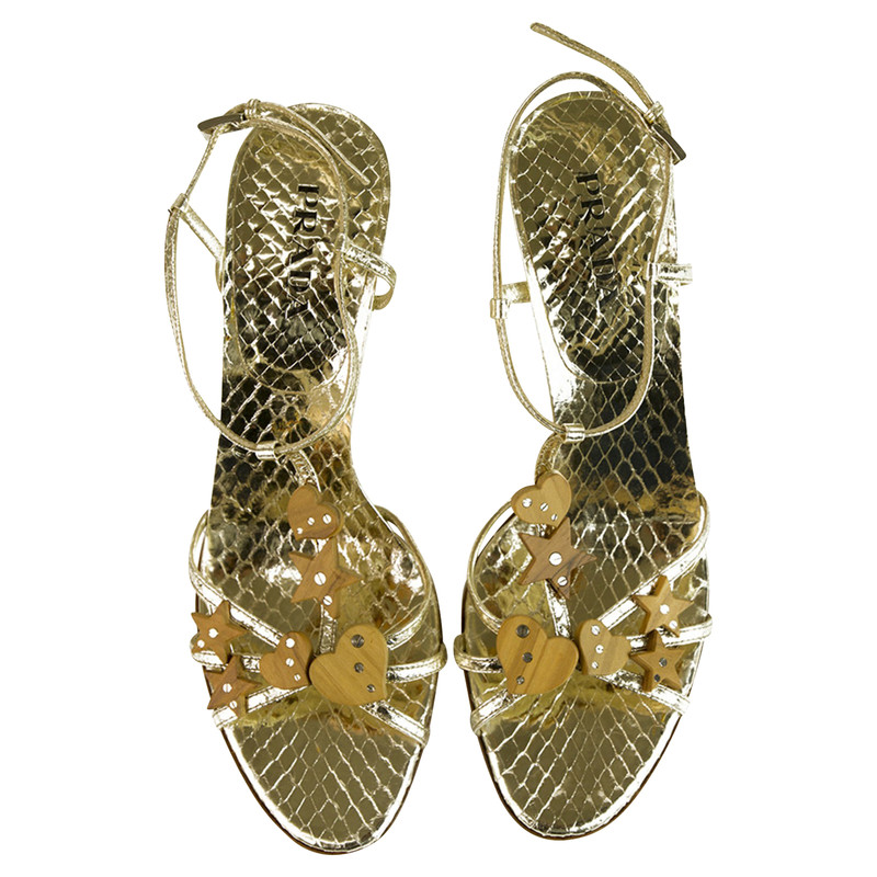 prada sandals gold