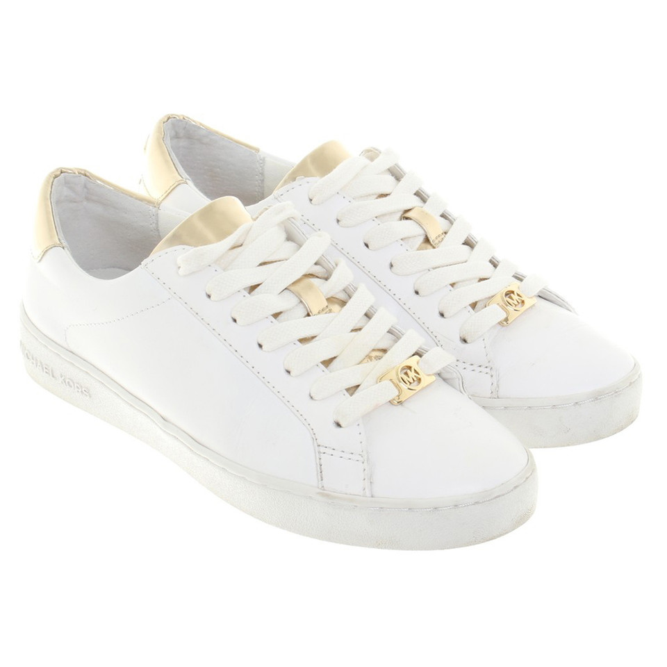 Michael Kors Irving Lace Up Sneaker Optic White / Pale Gold 36 - Buy ...