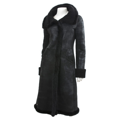 Prada Jacke/Mantel aus Leder in Schwarz