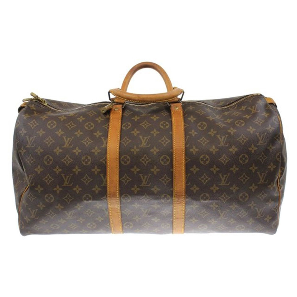 Louis Vuitton Keepall 55 in Tela in Marrone