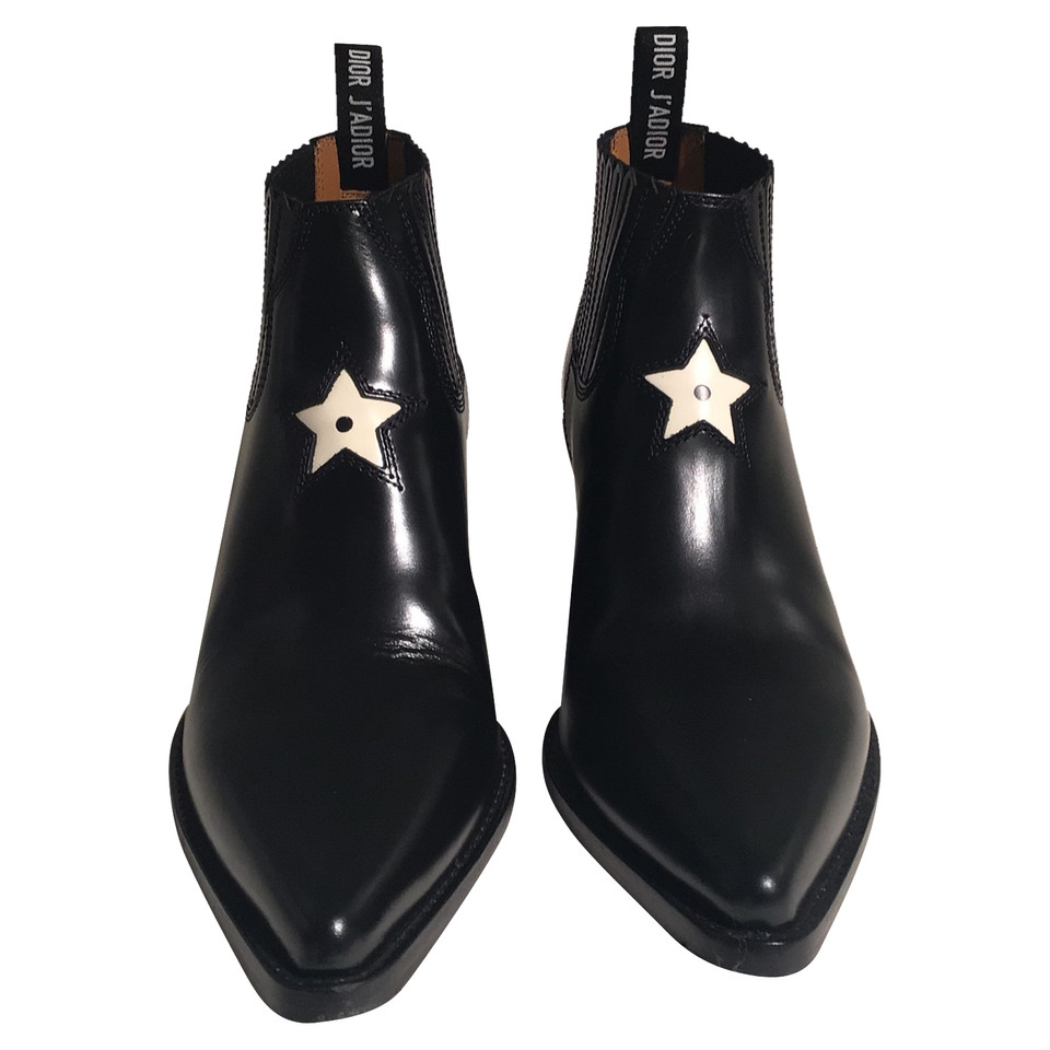 Christian Dior Stiefeletten aus Leder in Schwarz