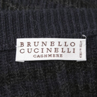 Brunello Cucinelli Poncho en tricot à rayures