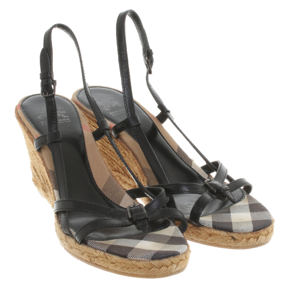Burberry Wedges Leather in Black