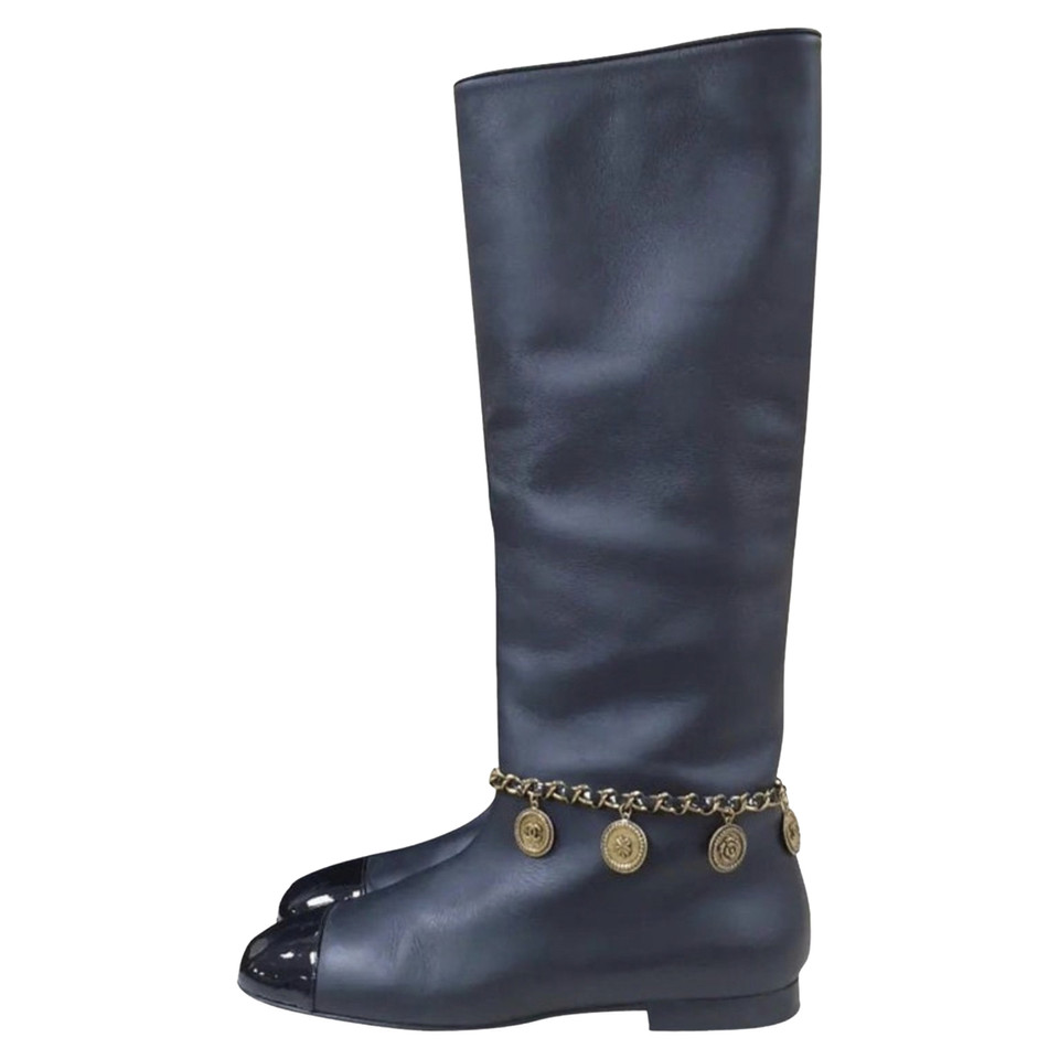 Chanel Boots Leather in Blue