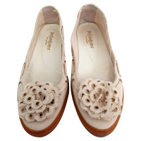 Yves Saint Laurent Slippers/Ballerinas Canvas in Cream