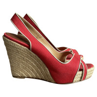 Christian Louboutin Wedges aus Baumwolle in Rot