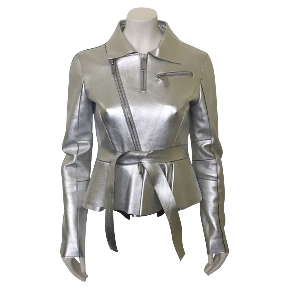 Dsquared2 Jacket/Coat Leather in Silvery