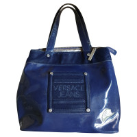 Versace Umhängetasche aus Lackleder in Blau