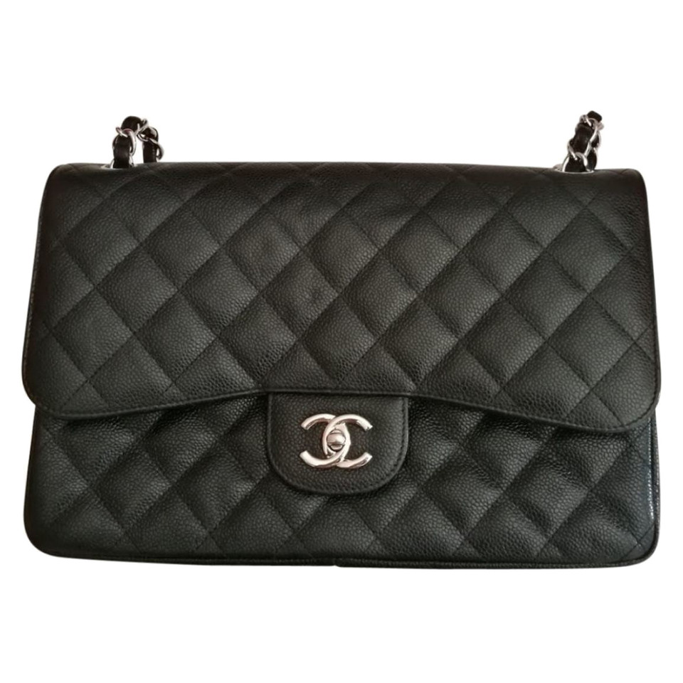 Chanel Classic Flap Bag Medium Leer in Zwart