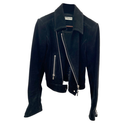 Balenciaga Jacke/Mantel aus Wildleder in Schwarz