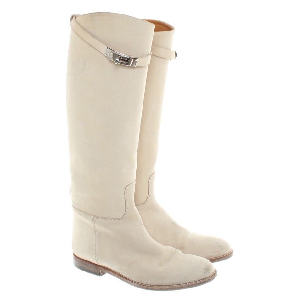 Hermès Wild leather boots in beige