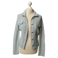 Marc Cain Cardigan with woven patterns in blue and white