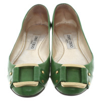 Jimmy Choo Slippers/Ballerina's Leer in Groen