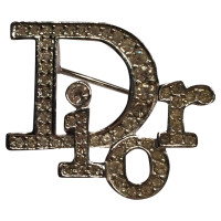Christian Dior Silberfarbene Logo-Brosche