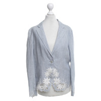 Dkny Linen blazer in light blue / white
