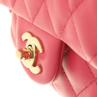 Chanel Classic Flap Bag Mini Square Leer in Roze