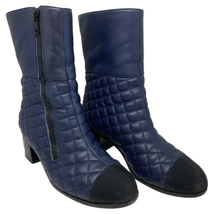 Chanel Ankle boots Leather in Blue