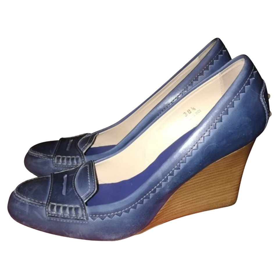 Tod's Wedges Leather in Blue