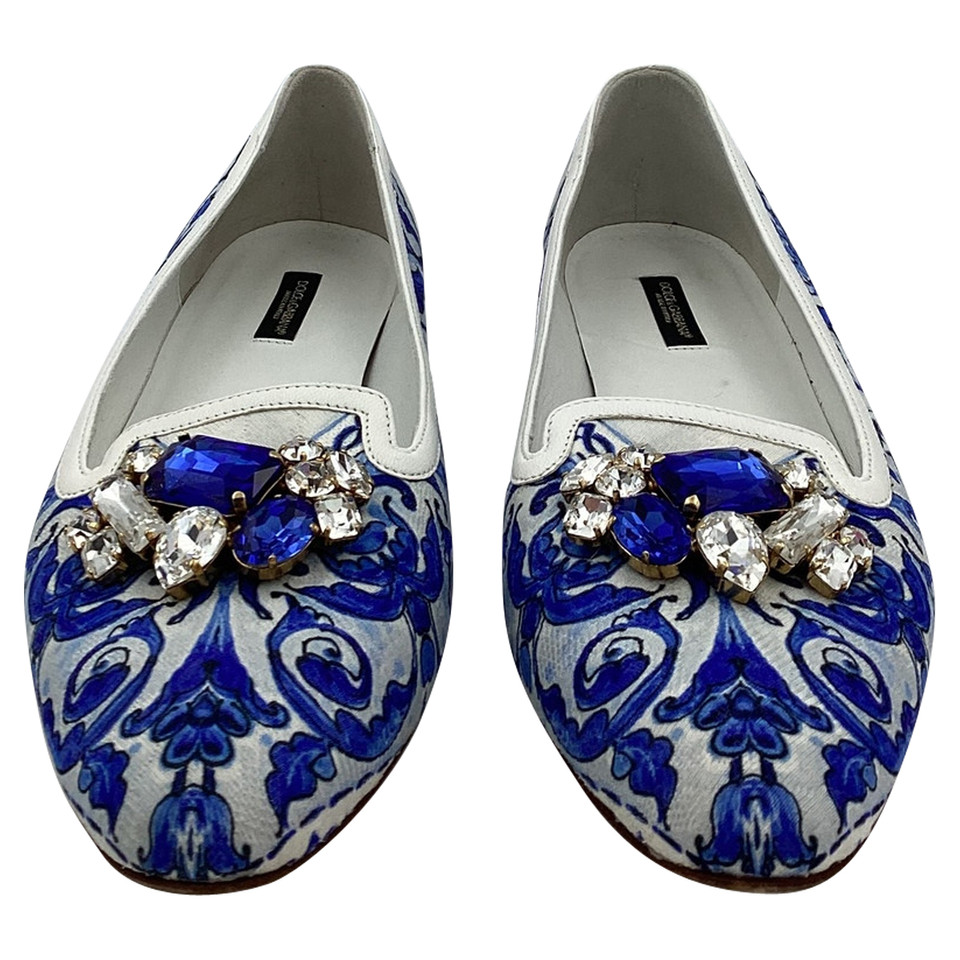 Dolce & Gabbana Chaussons/Ballerines en Toile en Bleu