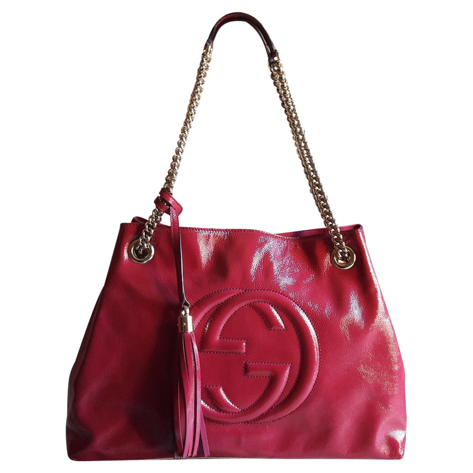 Gucci Soho Tote Bag aus Lackleder in Fuchsia