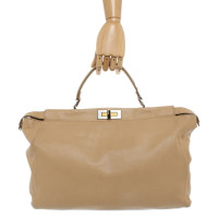 Fendi Peekaboo Bag Large aus Leder in Beige