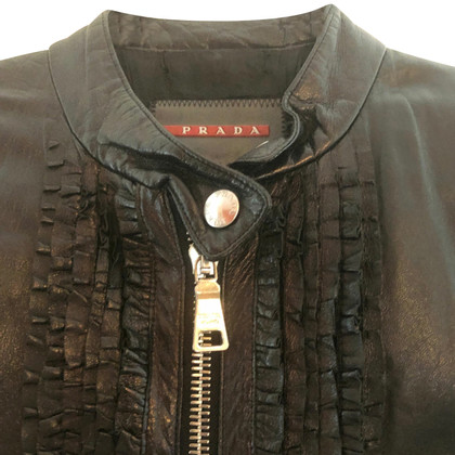 Prada Jacket/Coat Leather in Black