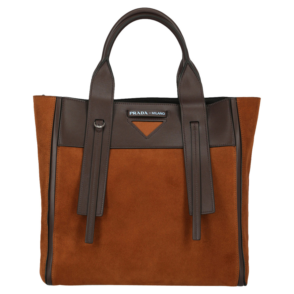 Prada Ouverture Tote aus Leder in Braun