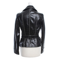 Laurèl Black leather jacket with lapel collar