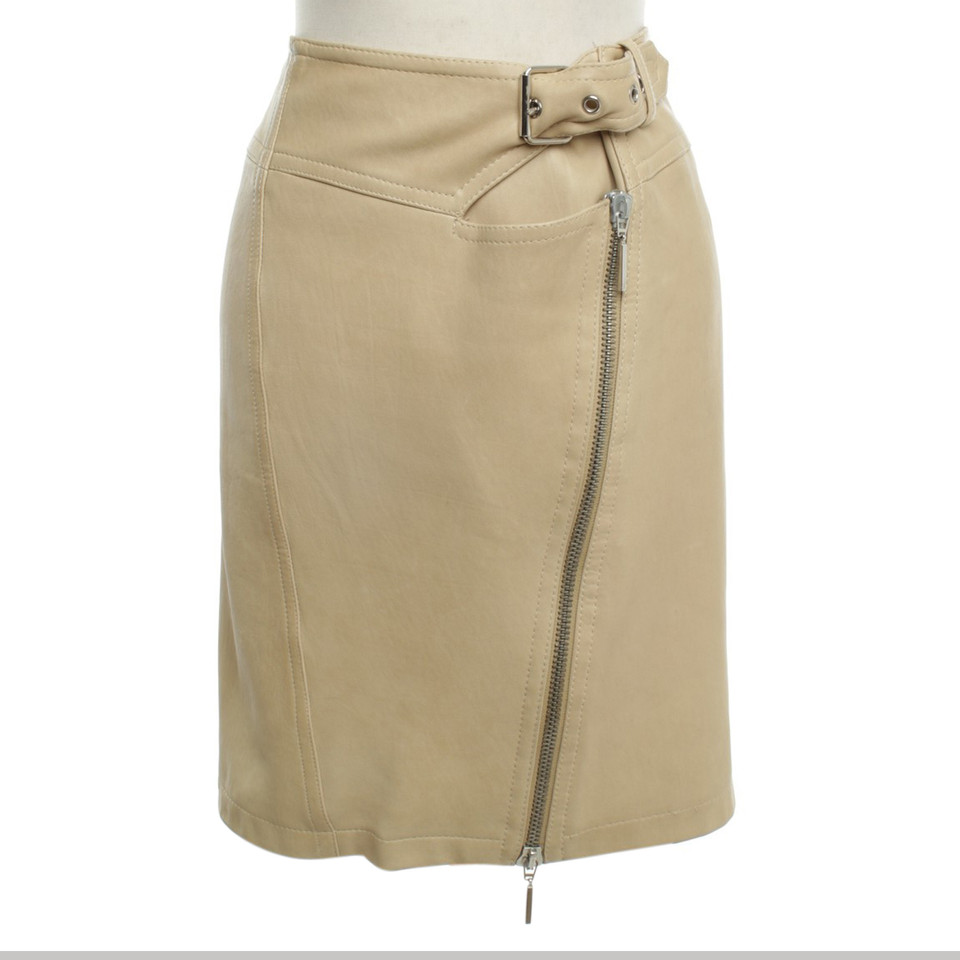 Plein Sud Leather Skirt in Beige
