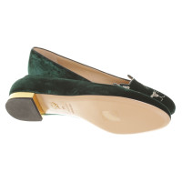 Charlotte Olympia "Kitty Flats" in verde scuro