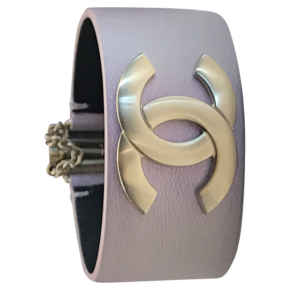 Chanel Armreif/Armband aus Leder in Rosa / Pink